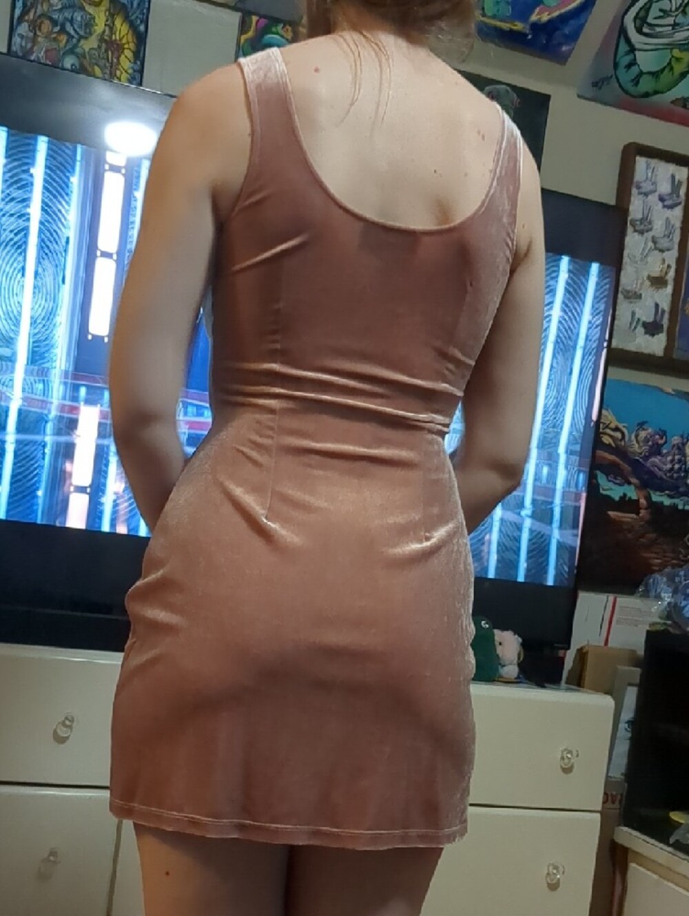 AYM Paxton Mini Dress In Pink Velvet - Picture 2 of 8